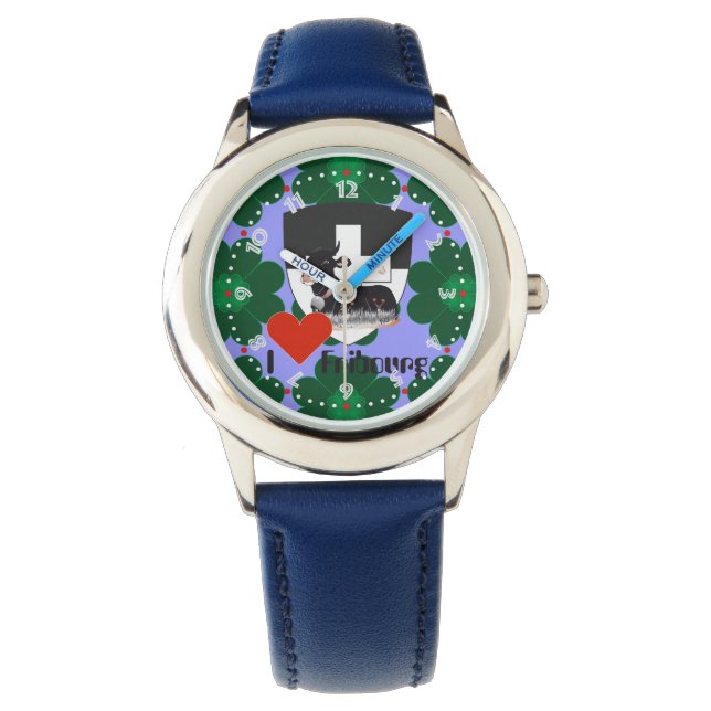clock with Swiss draft Freiburg Switzerland Watch (Front)