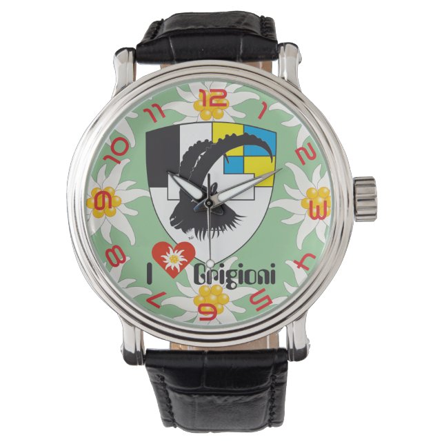 clock with Swiss draft Graubünden Grischun Watch (Front)