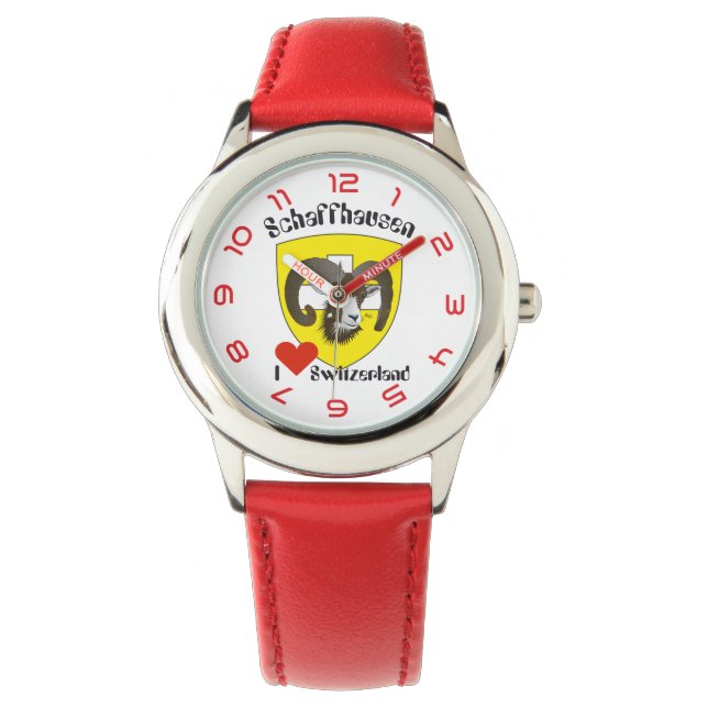 clock with Swiss draft Schaffhausen Switzerland Watch (Front)