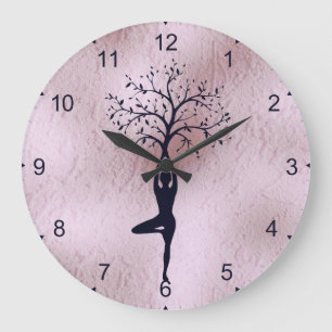 CLOCK - YOGA LADY SILHOUETTE TREE