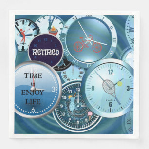 Clocks Galore: Retired...Time to Enjoy Life Napkin