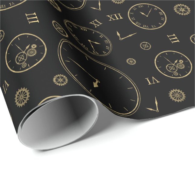 Clocks & Gears Wrapping Paper (Roll Corner)