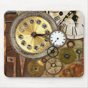 Clocks Rusty Old Steampunk Art Mouse Mat