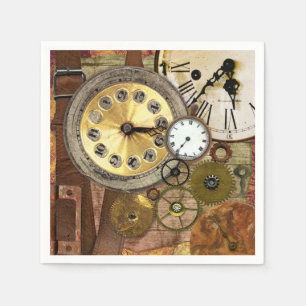 Clocks Rusty Old Steampunk Art Napkin