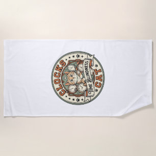 Clocks Time Blindness Cat Clocks Time Blindness Ca Beach Towel