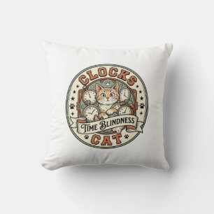 Clocks Time Blindness Cat Clocks Time Blindness Ca Cushion