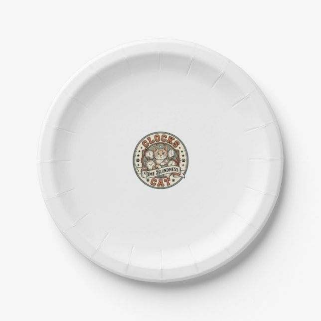 Clocks Time Blindness Cat Clocks Time Blindness Ca Paper Plate (Front)
