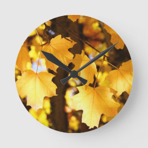 Clocks Yellow Golden Fall Leaves Autumn custom