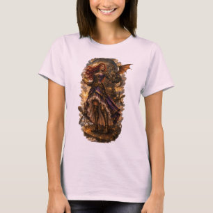Clocktower Princess and Mechanical Dragon Steampun T-Shirt