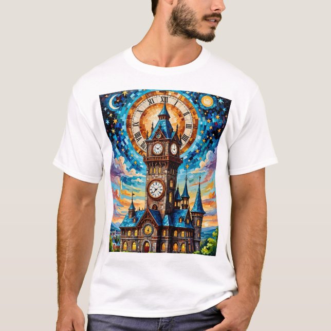 Clocktower T-Shirt Celestial Vintage Fantasy (Front)