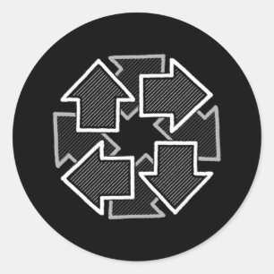 Clockwise Arrows Minimal Geometric Black Variant 2 Classic Round Sticker