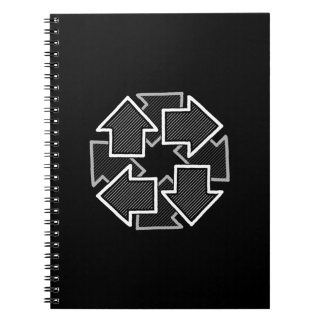 Clockwise Arrows Minimal Geometric Black Variant 2 Notebook (Front)