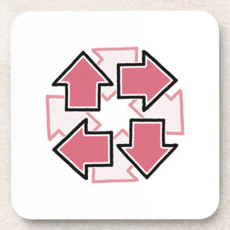 Clockwise Arrows Minimal Geometric Red Coaster