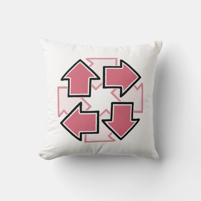 Clockwise Arrows Minimal Geometric Red Cushion (Front)
