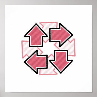 Clockwise Arrows Minimal Geometric Red Poster