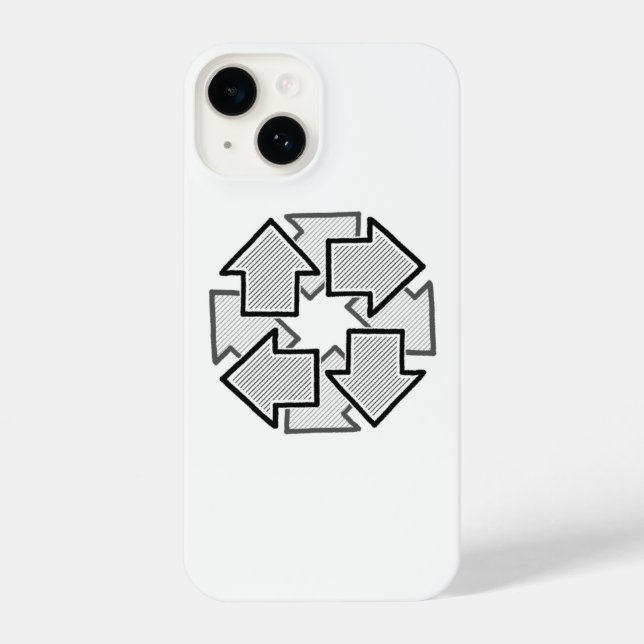 Clockwise Arrows Minimal Geometric White Variant 1 iPhone Case (Back)