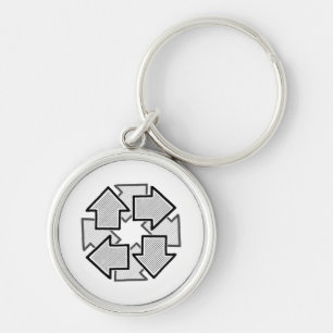 Clockwise Arrows Minimal Geometric White Variant 1 Key Ring