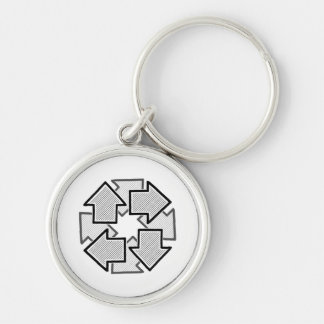 Clockwise Arrows Minimal Geometric White Variant 1 Key Ring