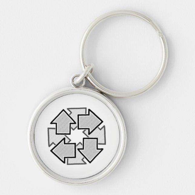 Clockwise Arrows Minimal Geometric White Variant 1 Key Ring (Front)