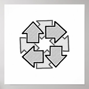 Clockwise Arrows Minimal Geometric White Varient 1 Poster