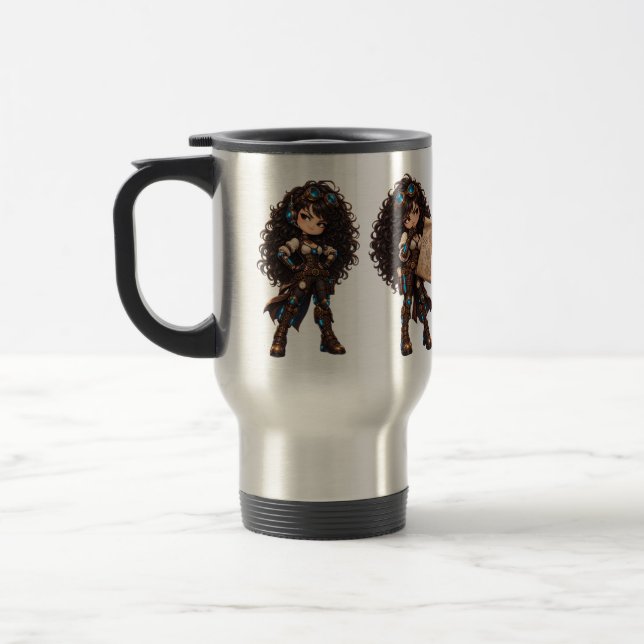 Clockwork Attitude - Steampunk Girls Travel Mug (Left)