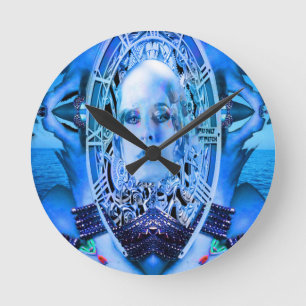 Clockwork Blue Round Clock