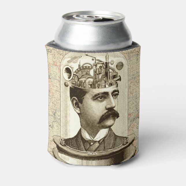 Clockwork Brain STEAMPUNK vintage Can Cooler (Can Back)