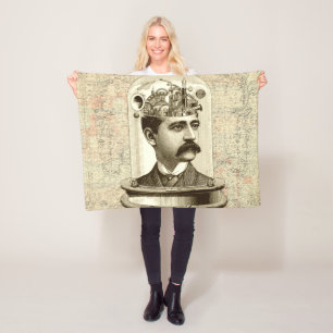 Clockwork Brain STEAMPUNK vintage Fleece Blanket