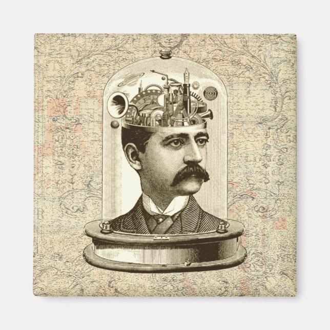 Clockwork Brain STEAMPUNK vintage Magnet (Front)
