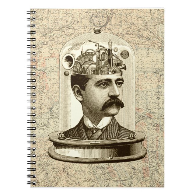 Clockwork Brain STEAMPUNK vintage Notebook (Front)