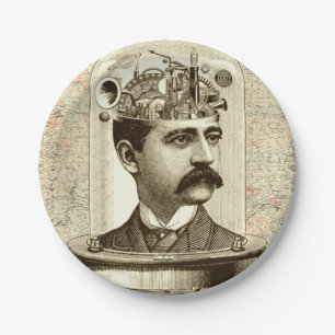 Clockwork Brain STEAMPUNK vintage Paper Plate