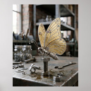 Clockwork Butterfly Glow Poster