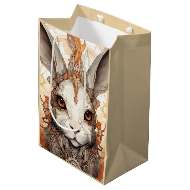 Clockwork Carrot Solarpunk steampunk Rabbit Bunny Medium Gift Bag (Front Angled)