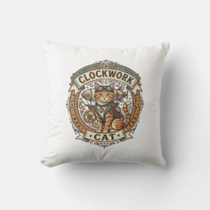 Clockwork Cat Cat Steampunk Vintage Vector Art Shi Cushion