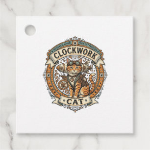 Clockwork Cat Cat Steampunk Vintage Vector Art Shi Favour Tags
