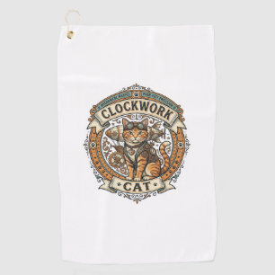 Clockwork Cat Cat Steampunk Vintage Vector Art Shi Golf Towel