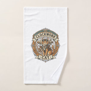 Clockwork Cat Cat Steampunk Vintage Vector Art Shi Hand Towel