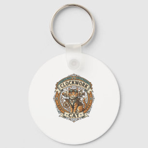 Clockwork Cat Cat Steampunk Vintage Vector Art Shi Key Ring