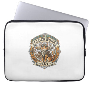 Clockwork Cat Cat Steampunk Vintage Vector Art Shi Laptop Sleeve