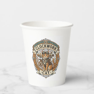 Clockwork Cat Cat Steampunk Vintage Vector Art Shi Paper Cups