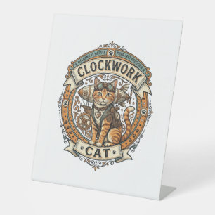 Clockwork Cat Cat Steampunk Vintage Vector Art Shi Pedestal Sign