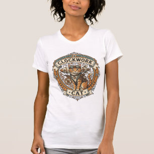 Clockwork Cat Cat Steampunk Vintage Vector Art Shi T-Shirt