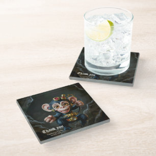 Clockwork Cavekeeper – The Whispering Monkey Glass Coaster