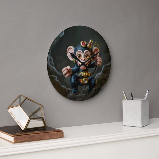 Clockwork Cavekeeper – The Whispering Monkey  Large Clock (Office)