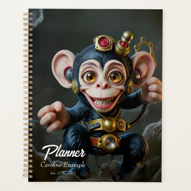 Clockwork Cavekeeper – The Whispering Monkey Planner (Front)