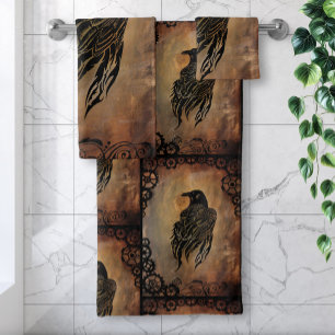 Clockwork Raven Bath Towel Set