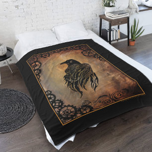 Clockwork Raven Fleece Blanket
