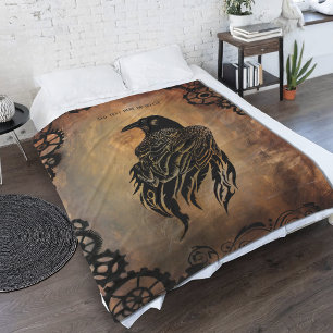 Clockwork Raven Fleece Blanket