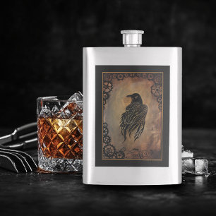 Clockwork Raven Hip Flask