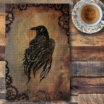 Clockwork Raven Jigsaw Puzzle<br><div class="desc">Raven in stone tile background. Clock gears all around border.</div>